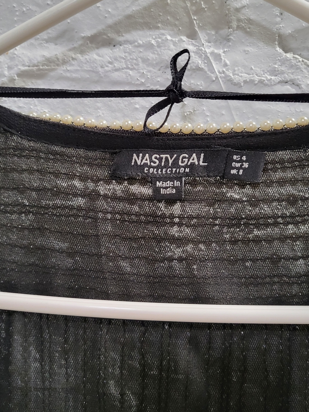 Nasty Gal Black & Ivory Beaded Fringe Open-Front Cardigan - Picture 4 of 6